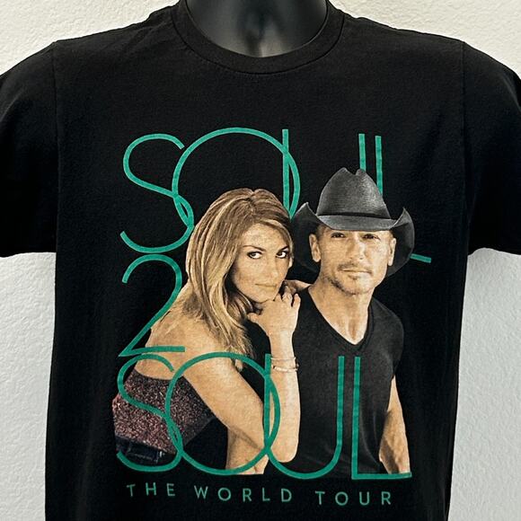 Tim McGraw Faith Hill 2017 Tour T Shirt Mens S Small Black Soul 2 Soul Country - Picture 4 of 7